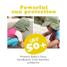 FURTALK Toddler Sun Hats Baby Girls Boys Summer Beach Hat Quick-Dry UPF 50+ Adjustable Kids Swim Hat with Neck Flap, Army Green, 2-4 Years