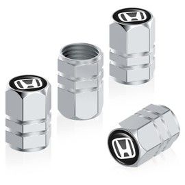 4Pcs Car Tyre Valve Caps Cover,Metal Car Tire Dust Caps for Honda Accord Civic Fit CRV Pilot EX CR-V EX-L Touring Pilot,Car Accessories Anti-corrosion Leak-Proof Screw-On Easy-Grip,Silver