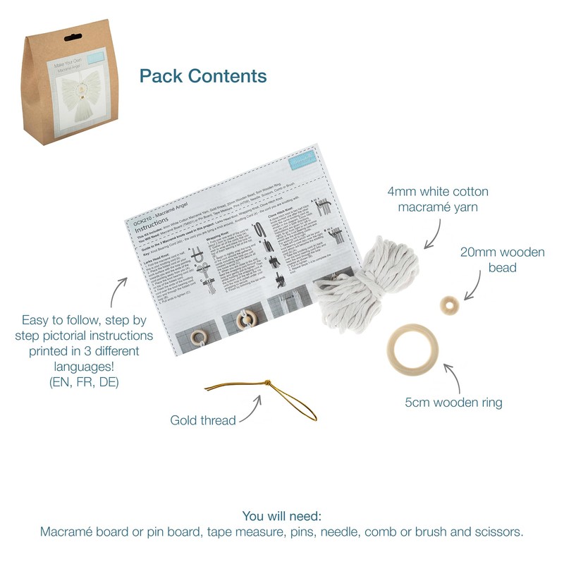 Trimits Make Your Own Macramé Decoration Kit, Angel