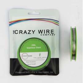 SS316L Grade Wire - 0.4mm (400 Micron or 26 AWG) - 25 Metre Spool by The Crazy Wire Company