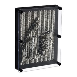 Relaxdays 10016874 Nagelbrett, kreatives 3D Nagelbild, Handabdruck, Pin Skulptur, Retro Spielzeug, HxB: 13 x 18 cm, grau/schwarz, Silber