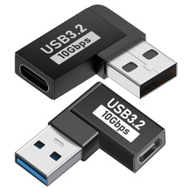 MISYNLON 2Pack Right Angle USB A to USB C Adapter, 90 Degree, 3A Fast Charging, 10Gbps Sync Transfer, for PC, Laptop, Smartphone, Tablet