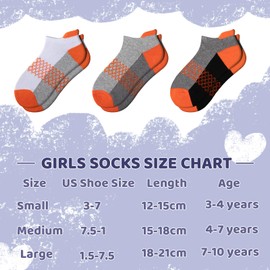 Comfoex 12 Pairs Girls Ankle Athletic Socks - 4-6, 8-10, 6-8 Years Old - Short Socks With Cushioned Sole