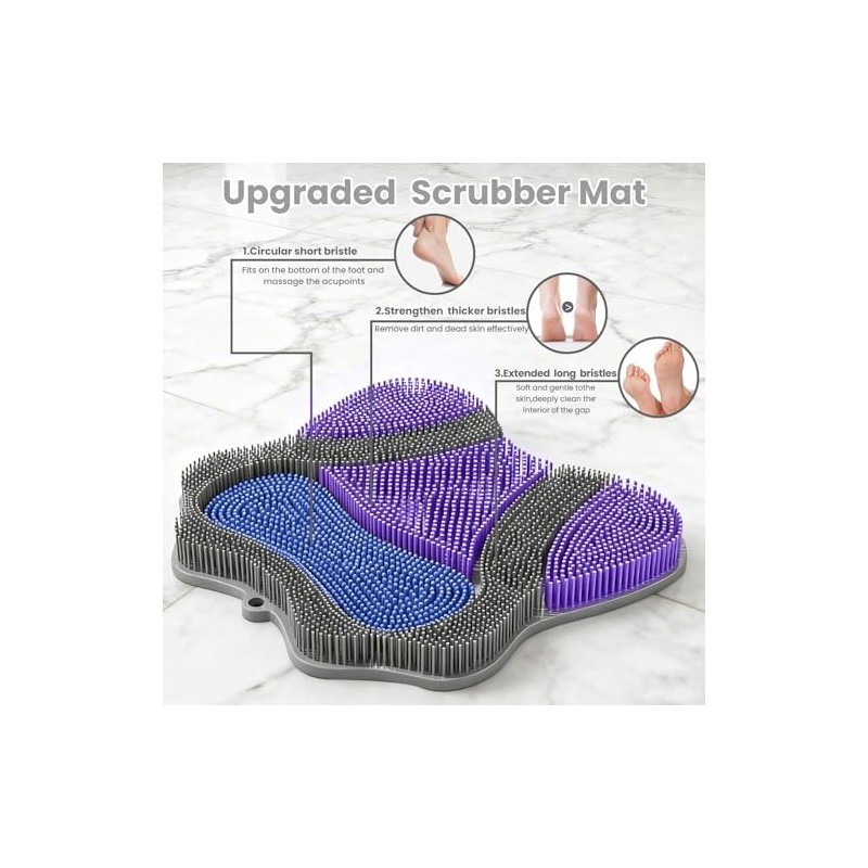 Shower Foot Scrubber Mat, Compact Lightweight Accessory for Travel and