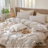 MooMee Striped Duvet Cover Set 100% Washed Cotton Linen Like
