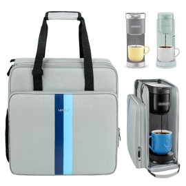 Coffee Maker Travel Bag Compatible with Keurig K-Mini,Single Serve Coffee Brewer Carrying Case Compatible for K-Mini Plus with Multiple Pockets for K-Cup Pods,Grey(Bag Only)