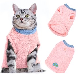 Soft Warm Jumper, Plush Sweatshirt for Small Cat & Dog, Winter Warm Cat & Dog Jumper Sweater, Pet Sweater Vest (Pink, L)