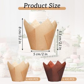 800 Pcs Tulip Cupcake Liners for Baking Muffin Liners Printed Baking Cups Holders Greaseproof Wrappers Decoration for Cupcake Bouquet Birthday Party Wedding Bride Shower