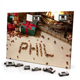 printplanet - Adventskalender mit Namen Phil - gefüllt mit Schokoladen-Füllung - personalisiert mit Namens-Motiv Weihnachtskamin - Schoko-Kalender, Weihnachtskalender
