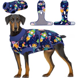 PetWarm Recovery Suit for Dogs Female Spay, Recovery Suit for Female Male Dogs Substitute E-Collar and Cone Female Male Dog Onesie for Spay Neuter, Dog Bodysuit, Dog Onesie, Cosmic Pattern, Blue, XL