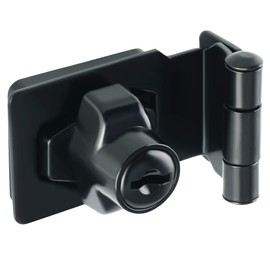 Alise Keyed Hasp Lock Right Angle 90°,4 Inch Safety Packlock Clasp Hasp Lock Latch with Lock, Black Door Hinge Lock with Keys Keyed Locking Hasp for Cabinets Closets Doors