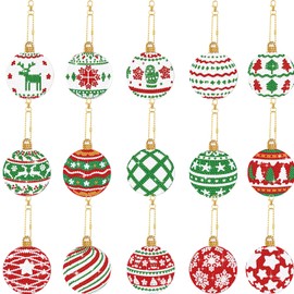 15 Pcs Christmas Diamond Painting Keychains, 5D DIY Diamond Painting Xmas Diamond Art Kits Christmas Hanging Decor Double Side Diamond Art Christmas Ornaments for Kids Christmas Art Crafts
