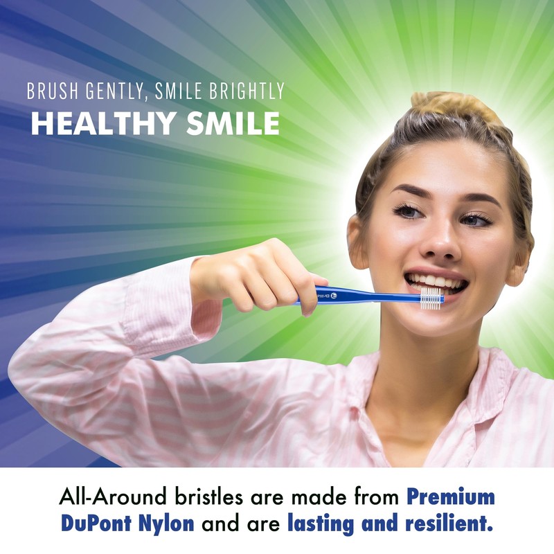 Brilliant Oral Care Adult Toothbrush with Soft Bristles, Round Head,