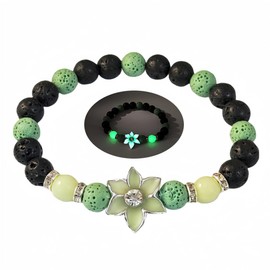 LXSSLY 8mm Natural Volcanic Stone Bracelets for Women,Bauhinia Flower Luminous Bracelets,Lava Stone Glow bracelet,Elastic Stretch Beads Protection Bracelet for Men