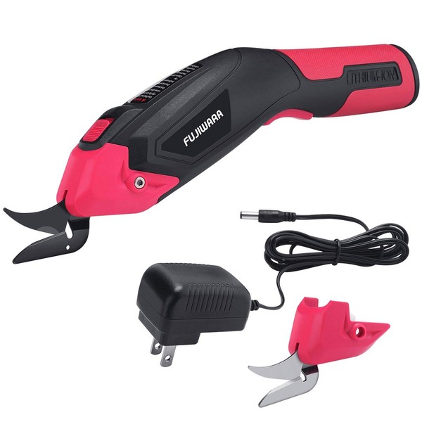 FUJIWARA Electric Scissors, 1 Rechargeable Lithium Battery and 2 Cutter