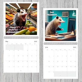 2025 Funny Screaming Possums Calendar, Possums Calendar Monthly Planner, Jan 2025 - Dec 2025, 8.5"x 8.5" Gag Wall Calendar Gift for Men Women