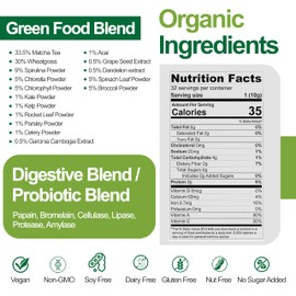 Teami Organic Super Greens Powder for Immunity & Digestion, Non-GMO Greens Superfood Powder to Support Energy, 16 superfood Ingredients, Sugar-Free Veggie Powder for Juice & Smoothie, 32 Servings