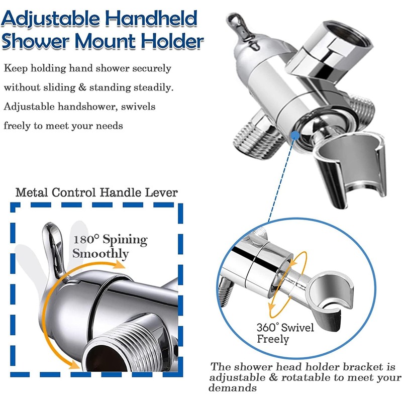 YDmeet Shower Arm Diverter with Handshower Mount, G1/2 Brass Shower