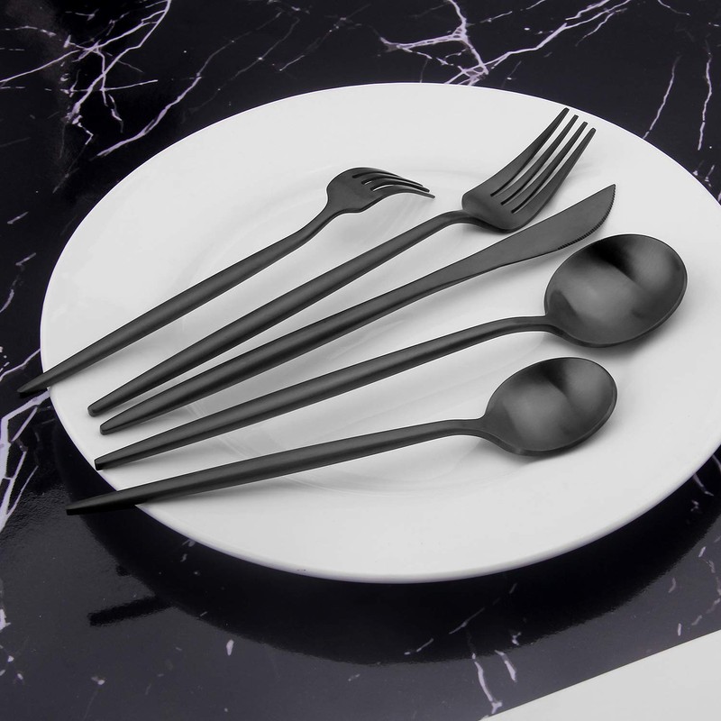 Matte Black Silverware Set, Vanys 20 Piece Stainless Steel Cutlery