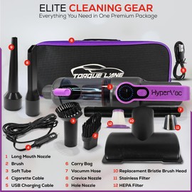 HyperVac 2-in-1 Corded & Cordless Car Vacuum + Blower | 18500Pa Suction, Flexible Hose, Pet Brush & More | XL Battery, USB-C Fast Charge | Handheld for Home, Office, Auto Detailing, Pets (2025 Model)