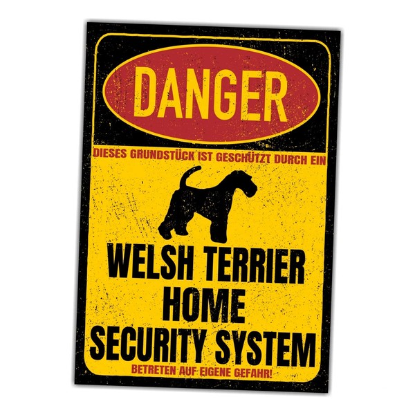 Welsh Terrier Welshie Sign Danger Security System Door Sign Dog