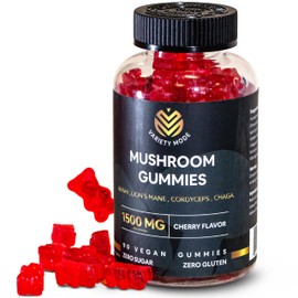 Gold Dust Gummies - Lions Mane Mushroom with Chaga, Cordyceps, Ashwagandha & Reishi - Vegan Cruelty Free - 90 Servings