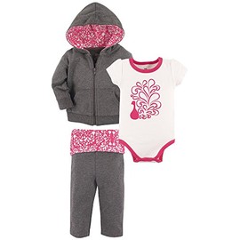 Yoga Sprout 3 Piece Jacket, Bodysuit and Pant Set, Peacock, 12-18 Months