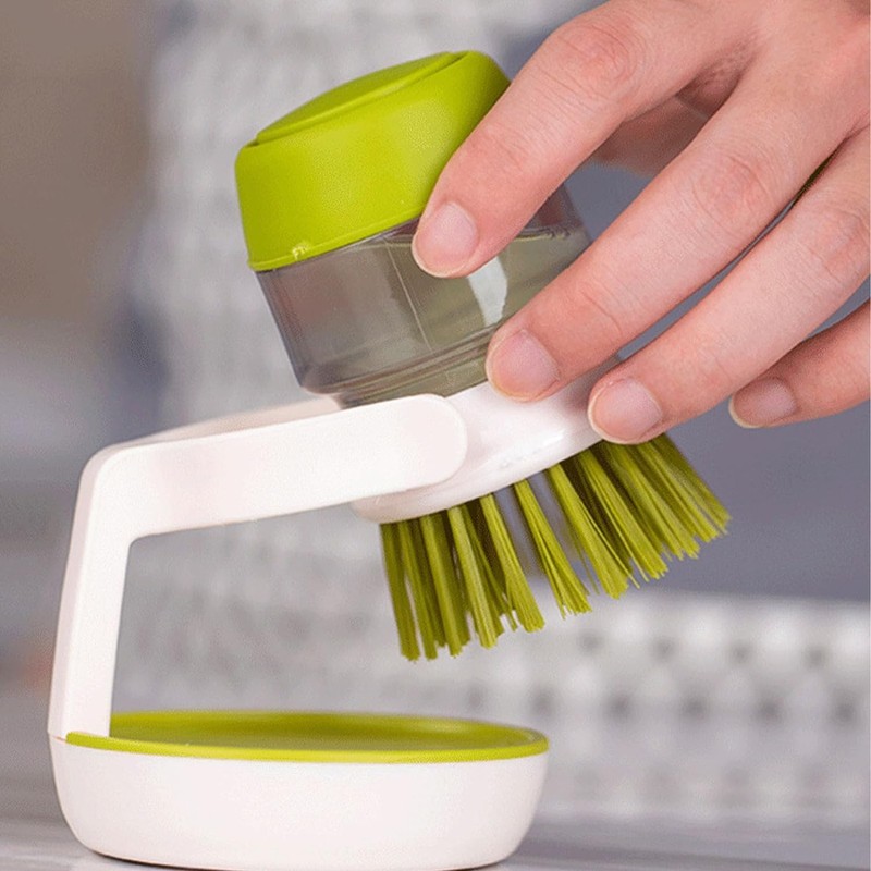 2 PCS Multifunctional Press Cleaning Brush, Kitchen Cleaning Brush with