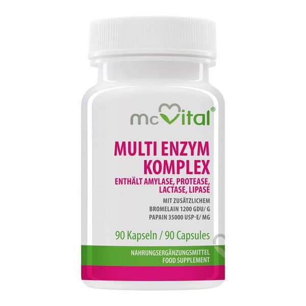 McVital Multi Enzyme Complex • 90 Capsules • With Bromelain and Papain • Amylase, Protease, Lactase, Lipase