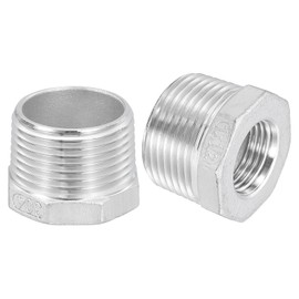 sourcing map 5Pcs 1" Male NPT to 1/2" Female NPT 304 Stainless Steel Reducer Hex Bushing, Reducing Cast Pipe Adapter Fitting for Industrial, Oil/Gas, Water, HVAC, and Plumbing Systems