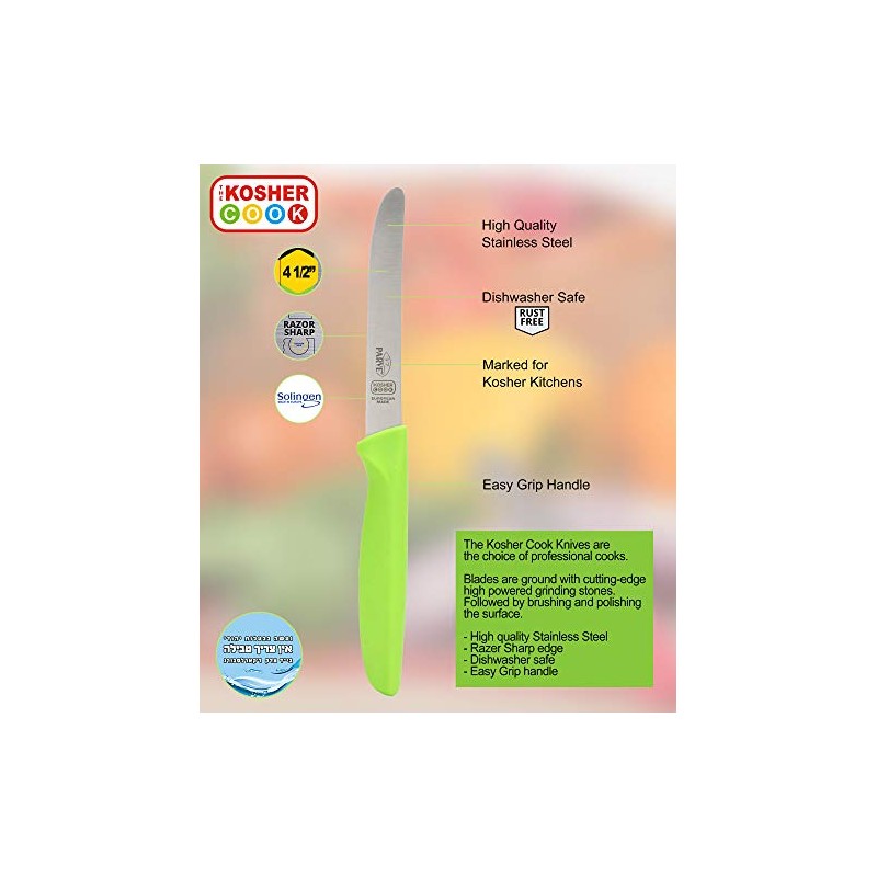 The Kosher Cook Parve Green Kitchen Knife – 4.5” Steak