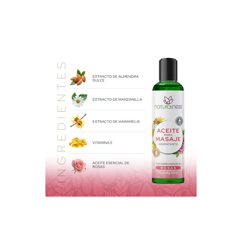 Naturalness Aceite para Masaje Corporal Hidratante con Manzanilla, Hamamelis y