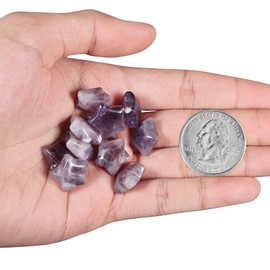 Nupuyai 12pcs Amethyst Mini Crystals Star Palm Worry Stone Set, Energy Carved Pocket Stone for Chakra Healing Home Office Decor 1.5cm