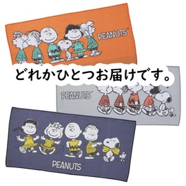 SNOOPY Face Towel, 27.6 x 13.4 inches (70 x 34 cm), Cute Character Snoopy, Navy, Orange, Gray, 1