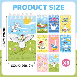 24 PCS Silly Goose Mini Notebooks, Funny Silly Goose Party Favors Birthday Party Decorations Supplies Spiral Pocket Notepads Journal Memo Notebooks for Office School Classroom Rewards