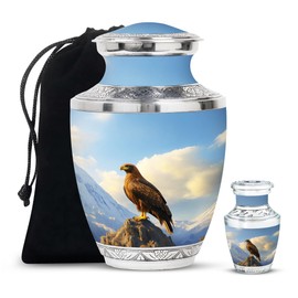 YATHABHISA Cremation Urn for Ashes, Urn for Ash Adult, Memorial Gift Combo for Men & Women, Handcrafted, Sky Blue, Combo (10 Inch Urn & 3 Inch Mini Urn)