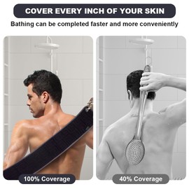 AYBUY Exfoliating Back Scrubber for Shower, 37 Inches Back Washer with Handles, Body Exfoliator Bath Tool for Women and Men, Exfoliate Washcloth to Scrub Your Body Deeply for Exfoliation