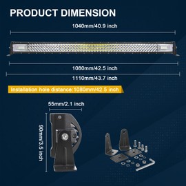 SKYWORLD 42" 540W Triple Row Off Road LED Light Bar, 12V/24V Flood/Spot Combo Beam with 2 Magnetic Mounts & Wiring Harness Kit - for Trucks, SUVs, UTV, ATV, Tractors, Trailers, 6000K White