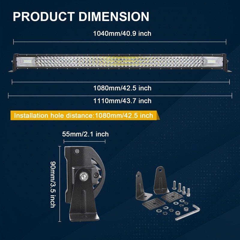 SKYWORLD 42" 540W Triple Row Off Road LED Light Bar,