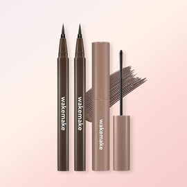 WAKEMAKE SET Ironclad Pen Eyeliner Real Fixing Slim Brow Cara / 웨이크메이크 SET 철벽 펜 아이라이너 리얼 픽싱 슬림 브로우 카라