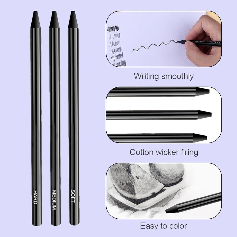 Yeenao Charcoal Pencils Set,6 Pieces Charcoal Pencils and Sticks Set