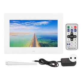 10 Inch Digital Photo Frame HD 1024x600 LED Electronic Photo Frame with Remote Control White 100‑240V EU Plug