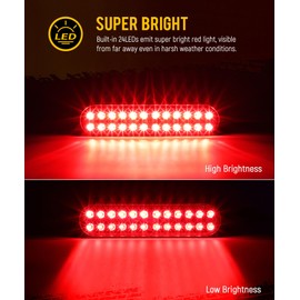 Partsam 2Pcs 7.5 inch Aluminum Housing Red 24LEDs Trailer Stop Brake Turn Signal Tail Light, Surface Mount Marker Lights of Trailer Truck Tractor RV Pickup Golf Cart, IP67 Waterproof