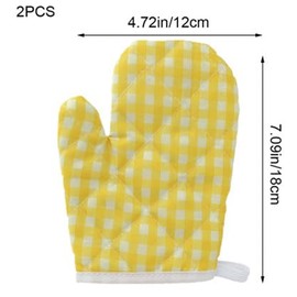 PengLAI Kids Oven Mitts,Heat Proof Gloves/Oven Gloves Heat Resistant Comfortable Kitchen Gloves for Children Kid Grilling Cooking Baking(2 Pcs) (Yellow)