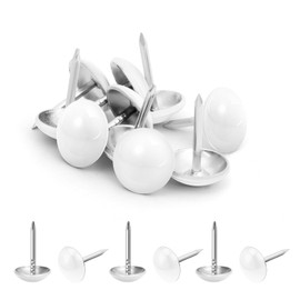 7/16 inch Diameter Upholstery Tacks, Nailhead Decorative Trim for Furniture, White, 100 PCS