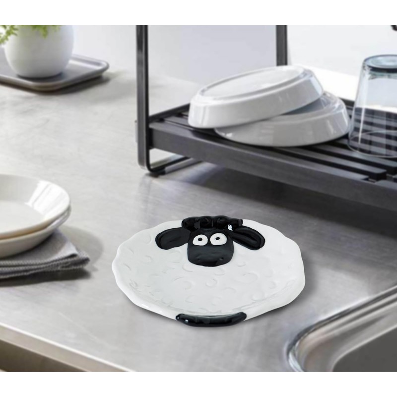 Kawaii Sheep Spoon Rest Ceramic, White Cute Animal Shape Kitchen