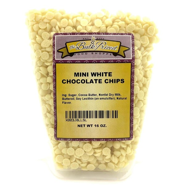 Mini White Chocolate Chips (1lb. Resealable Zip Lock Stand Up Bag)