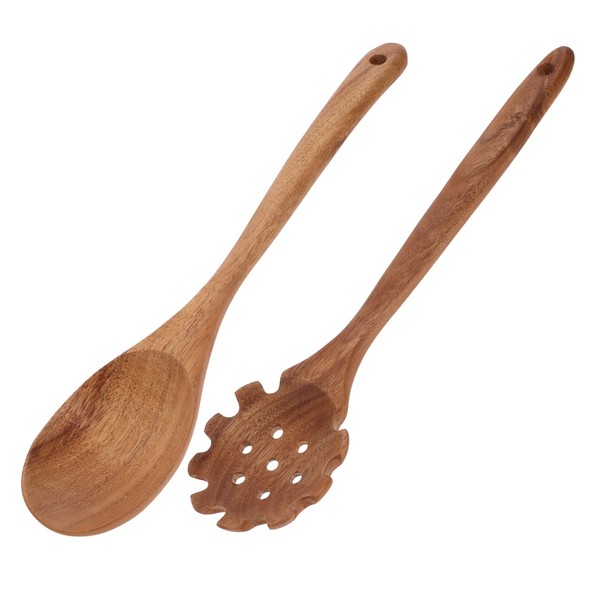 Cabilock 2Pcs Wooden Spoons for Cooking -Pasta Server and Soup