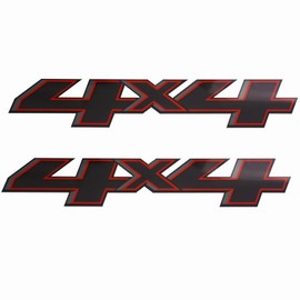 2Pc 4x4 Decals Sticker Emblem Replacement for 2014-2018 Chevy Silverado Sierra Truck Bedside (Black Red)