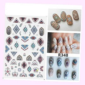 (Lot of 2 Sheets) Butterfly Nail Stickers Waterproof DIY Decal Pink Flower Type 348 Mosaic for Nails Design Nail Art Stickers Decals Supplies Manicure Tips Sticker Colorful for Nail Decorations